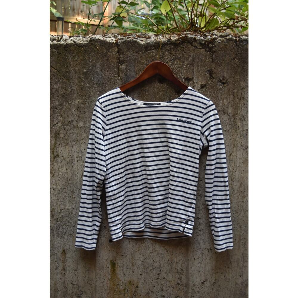 Maison Scotch Amsterdams Blauw Striped Long Sleeve Top – Size S